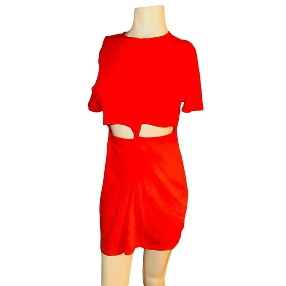 FUTURE
COLLECTIVE  Orange Knotted Cut-Out T-Shirt Dress Size M Short Sleeve - Picture 3 of 13